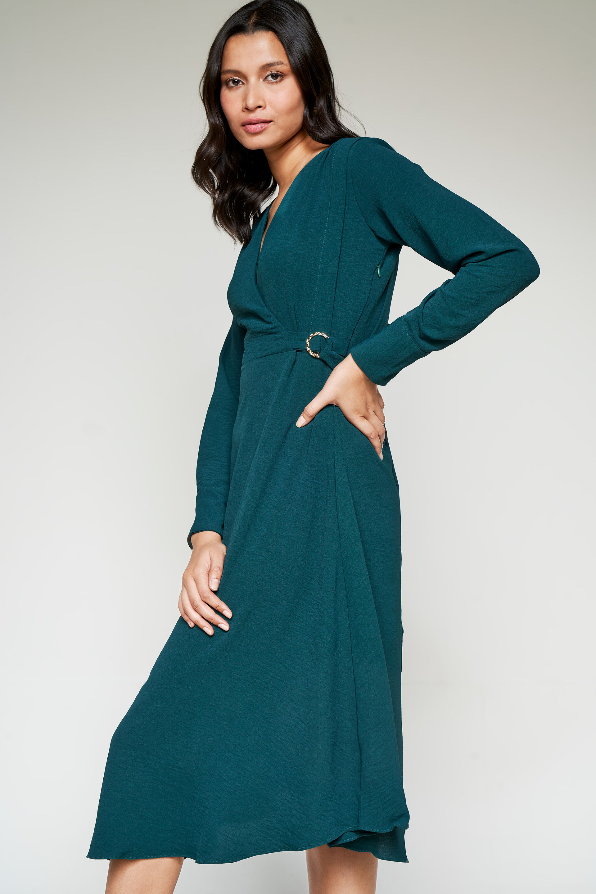 Emerald Green Flared Dress, Emerald Green, image 2